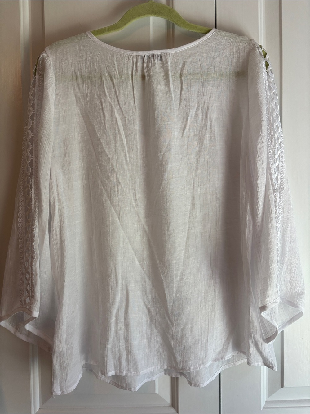 Counterparts White Gauze Peasant Top with Crochet Lace Trim Size Small - Picture 3 of 4